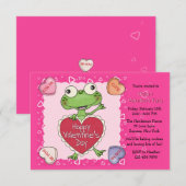 バレンタイン キャンディ ハート 子供のバレンタインパーティ 招待状 (正面/裏面)