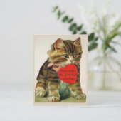 バレンタイン·グリーティング·カードを持つヴィンテージ猫 招待状 (スタンド正面)
