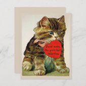 バレンタイン·グリーティング·カードを持つヴィンテージ猫 招待状 (正面/裏面)