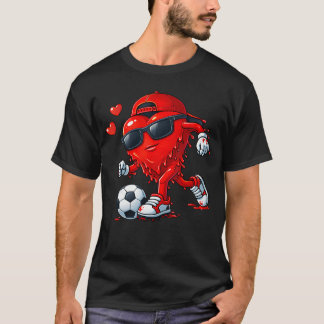 バレンタイン サッカー ハート ドリップ スポーツ 愛 バレンタイン  Tシャツ