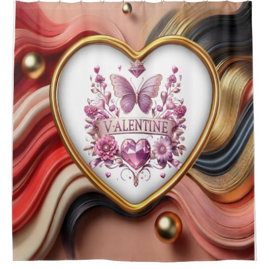 バレンタイン シャワーカーテン (正面)