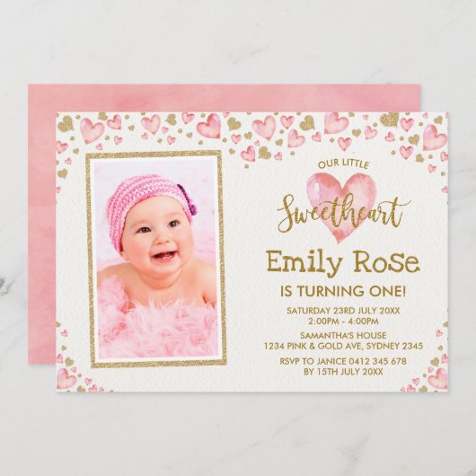 バレンタイン スイートハート バースデー インビテーション どんな年齢にも (正面/裏面)