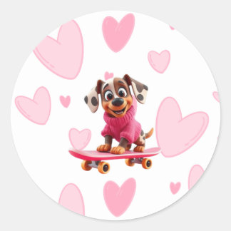 バレンタイン スケートボード 犬 ステッカー