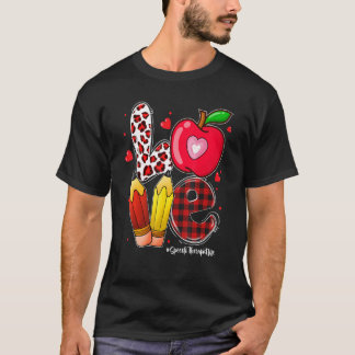 バレンタイン スピーチセラピスト アップル ハート 愛 Tシャツ