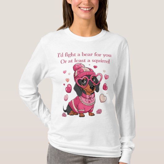 バレンタイン ダックスフンド 犬 Tシャツ (正面)