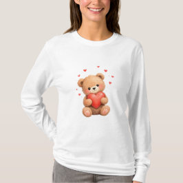 バレンタイン テディベア ハート付き Tシャツ