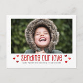 . .バレンタイン・デイの恋の写真を独身の送る シーズンポストカード (正面)