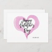 バレンタイン·デイ·ウォーターカラー·ピンク·ラベンダー·カード シーズンカード (正面/裏面)