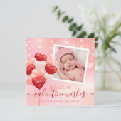 バレンタイン·デイ·赤面·ピンク·ハート·バルーン·インスタグラム カード (スタンド正面)