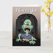 バレンタイン・デーの墓地のゾンビ カード (黄色い花)