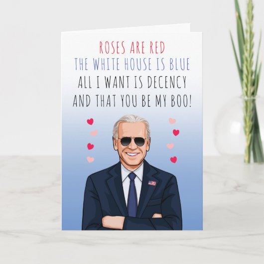 バレンタイン・デーの詩 赤いバラ 白い家は青い バレンタイン カード (正面)