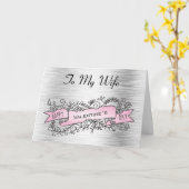 バレンタイン・デー・カード:銀とピンク カード (黄色い花)