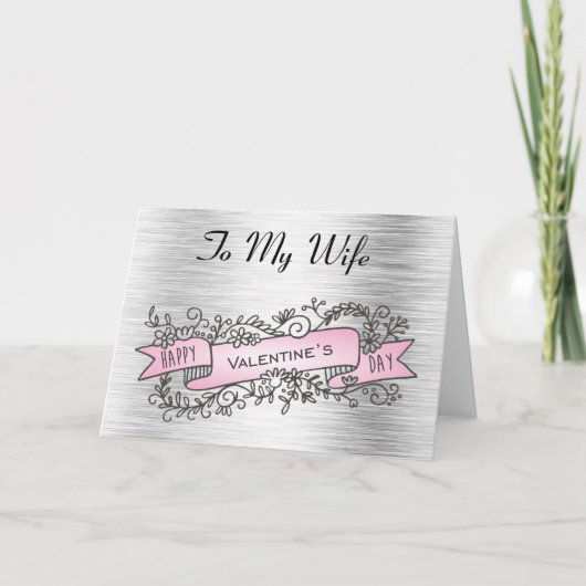 バレンタイン・デー・カード:銀とピンク カード (正面)