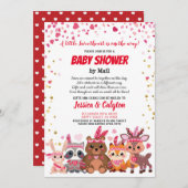 バレンタイン·デー·ナマケモノの赤ちゃんシャワーメールピンク 招待状 (正面/裏面)