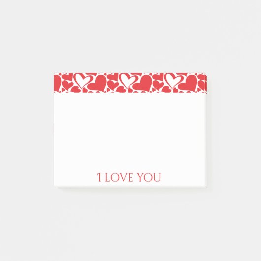 バレンタイン·デー·パターンと赤いハート ポストイット (正面)