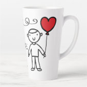 バレンタイン·デー·ママ·赤いハート漫画XOXO·ボーイ カフェラテマグ (右)