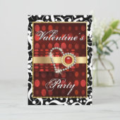 「バレンタイン·デー」赤黒色のハート 招待状 (スタンド正面)
