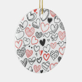 バレンタイン・ドードルハートの赤と黒のヒップスター セラミックオーナメント (右)