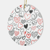 バレンタイン・ドードルハートの赤と黒のヒップスター セラミックオーナメント (左)