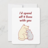 バレンタイン ネコ 九つの命 ラブ グリーティング カード (正面)