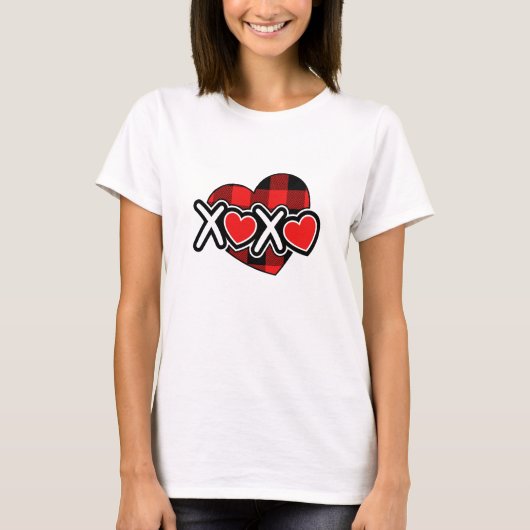 バレンタイン ハグキス 白赤 Tシャツ (正面)