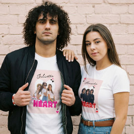 バレンタイン ハートのカスタム ギャルフレンド 写真 名前入り トライブレンドTシャツ