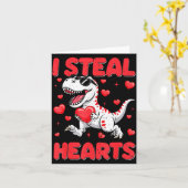 バレンタイン ハートを盗む ティラノサウルス恐竜 幼児 子供用 Ba カード (黄色い花)