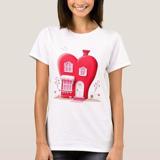バレンタイン ハート ハウス Tシャツ (正面)