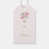 バレンタイン ハート ピンクとグリーンハート風船 ギフトタグ (裏面)