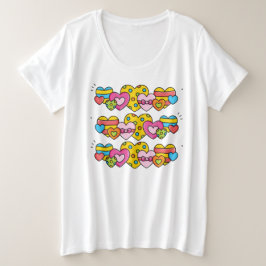 バレンタイン ハート プラスサイズTシャツ