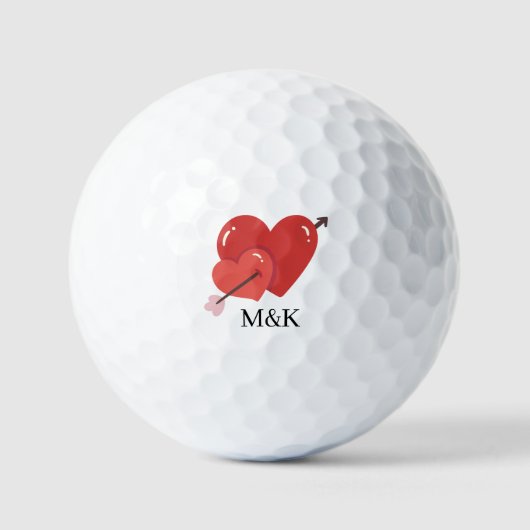 バレンタイン ハート モノグラム  ゴルフボール (正面)