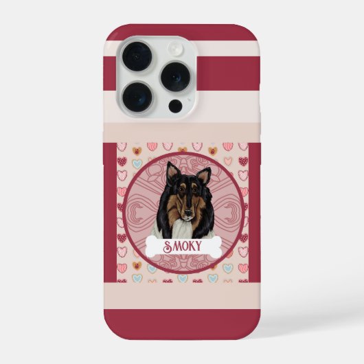 バレンタイン ハート ラフコリー iPhone 11 Pro カー iPhoneケース (裏面)