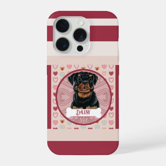 バレンタイン ハート ロットワイラー iPhone 11 Pro カー iPhoneケース (裏面)