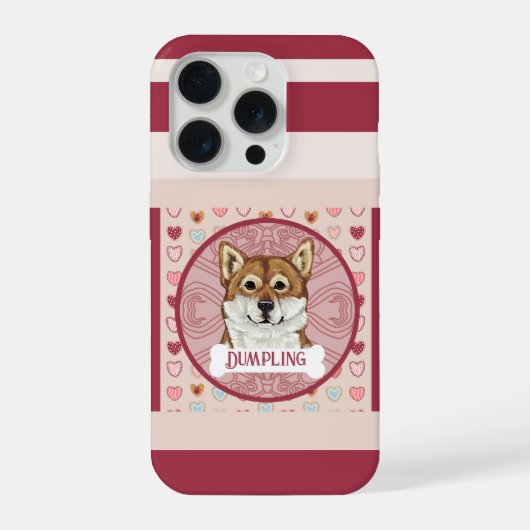 バレンタイン ハート 柴犬 名前 iPhone 11 Pro カー iPhoneケース (裏面)