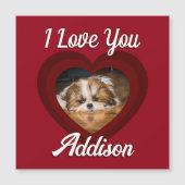 バレンタイン ハート 犬 ラブ カスタム写真 名前入り 赤 (正面)