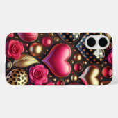 バレンタイン ハート 赤 ピンク 黒 ゴールド Case-Mate iPhoneケース (裏面 (横))