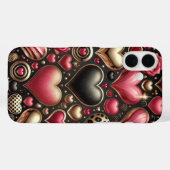 バレンタイン ハート 赤 ピンク 黒 ゴールド Case-Mate iPhoneケース (裏面 (横))