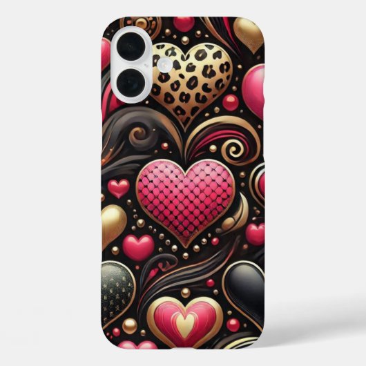 バレンタイン ハート 赤 ピンク 黒 ゴールド Case-Mate iPhoneケース (裏面)