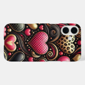 バレンタイン ハート 赤 ピンク 黒 ゴールド Case-Mate iPhoneケース (裏面 (横))