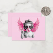 バレンタイン バブルを吹くキューピッド バレンタインデー ノートカード (正面/裏面インサイチュ)