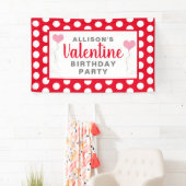 バレンタイン・バースデー・パーティー赤いドット・ピンク・ハート名 横断幕 (インサイチュ)