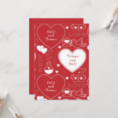 バレンタイン パターン フラット グリーティング カード - 赤に白 (正面/裏面インサイチュ)