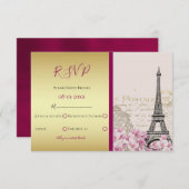 バレンタイン パリ 春の結婚式 出席確認 出欠カード (正面/裏面)