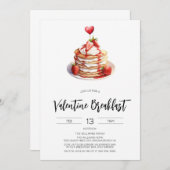 バレンタイン パンケーキ朝食のご招待 招待状 (正面/裏面)