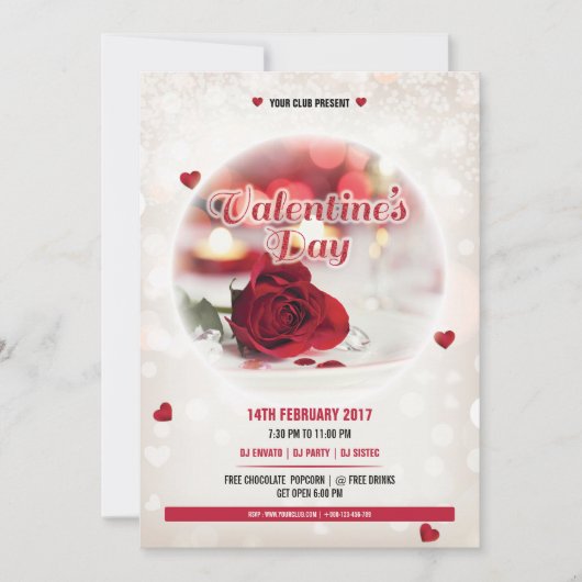 バレンタイン·パーティの招待状·カード 招待状 (正面)