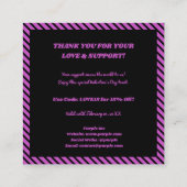 バレンタイン パープル ブラック ヒプノティック ハート サンクス スクエア名刺 (裏面)