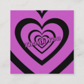 バレンタイン パープル ブラック ヒプノティック ハート サンクス スクエア名刺 (正面)