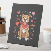 バレンタイン ピットブル 愛犬 XOXO デザイン 台座サイン (インサイチュ)