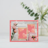 バレンタイン，ピンクのバラ，ハートあなたの写真を追加 シーズンポストカード (スタンド正面)