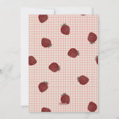 バレンタイン ピンクグリッドの水彩イチゴ シーズンカード (裏面)